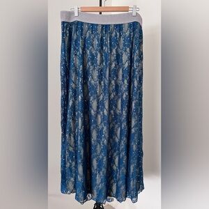 ✨ LuLaRoe Sequin Lace Maxi Skirt | Blue Sparkle Overlay | Fully Lined | 2XL
